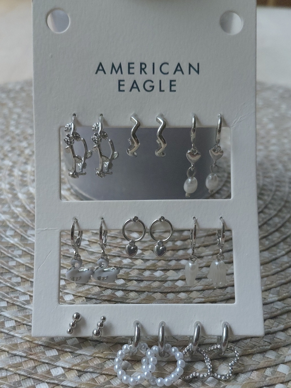 American Eagle Outfitters Silver and White Pearl Earring Set- NWT